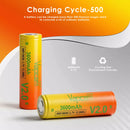 Side profile of Vapcell IMR18650 3600mAh 35A battery showing flat top terminal and gold wrap