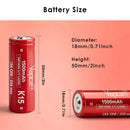 VAPCELL 15A 18500 battery next to a standard 5A 18500 cell