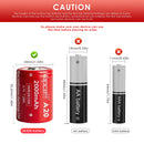 Infographic highlighting INR chemistry, 6A discharge, and 2000mAh for Vapcell INR26350