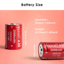 Vapcell INR26350 battery compared to 26650 and 18650 cells for size reference