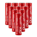 Vapcell K10 14500 1000mAh 3.7V 10A high-drain Li-ion battery 10-pack with Flat Top terminal (14.0×50.0mm). A+ grade, true capacity for compact flashlights and DIY battery packs.