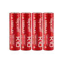 Four Vapcell K10 14500 1000mAh 10A high drain batteries on a table
