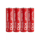 Four Vapcell K10 14500 1000mAh 10A high drain batteries on a table