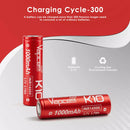 Vapcell K10 14500 battery with red wrap showing 1000mAh 10A specs
