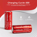 Vapcell K54 26650 battery showing 5400mAh and 15A specifications printed on wrap