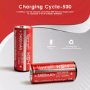 Vapcell K54 26650 battery showing 5400mAh and 15A specifications printed on wrap
