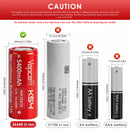 Vapcell K54 26650 battery next to a smaller 18650 cell to show size