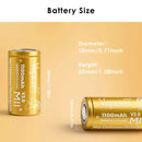 Flat top and button top variants of Vapcell M11 18350 side by side