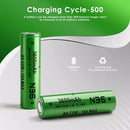 Side profile of Vapcell N36 18650 3600mAh 10A high capacity battery showing flat top terminal