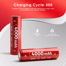 Vapcell N40 18650 4000mAh 10A high capacity battery side profile – showing flat top terminal and standard 18650 dimensions