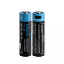 Two Vapcell P1422A USB-C rechargeable 1.5V 2200mAh AA batteries in package