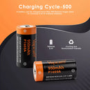 Vapcell P1609A 16340 battery close-up showing 950mAh and possible charging port