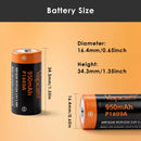 Vapcell P1609A 16340 next to a disposable CR123A battery for size comparison