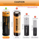 2-pack Vapcell P1835A 18650 3500mAh USB rechargeable batteries in EVA zipper carrying case