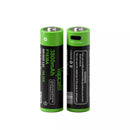 2-pack Vapcell P1838A 18650 3800mAh USB-C rechargeable batteries with button top and USB-C port
