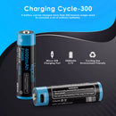 Side profile of Vapcell P1840A 18650 4000mAh USB-C rechargeable battery showing USB-C port and button top
