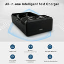 Vapcell Q2S-C smart charger multi-layer safety protection system featuring over-current, short circuit, over-voltage, and reverse polarity protection for safe battery charging.
