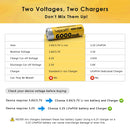 Comparison chart of Vapcell T60 21700 3.6V Li-ion battery chemistry and voltage versus 1.2V NiMH and 3.2V LiFePO4 batteries to help customers choose the correct battery type.