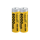 Vapcell T60 21700 rechargeable Li-ion battery 6000mAh 40A high drain button top, 2 pieces, for flashlights, power tools, and e-bikes.