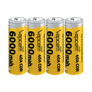 Vapcell T60 21700 rechargeable Li-ion battery 6000mAh 40A high drain button top, 4 pieces, for flashlights, power tools, and e-bikes.
