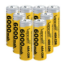 Vapcell T60 21700 rechargeable Li-ion battery 6000mAh 40A high drain button top, 8 pieces, for flashlights, power tools, and e-bikes.