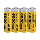 Vapcell T60 21700 rechargeable Li-ion battery 6000mAh 40A high drain flat top, 4 pieces, for flashlights, power tools, and e-bikes.