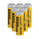 Vapcell T60 21700 rechargeable Li-ion battery 6000mAh 40A high drain flat top, 6 pieces, for flashlights, power tools, and e-bikes.