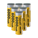 Vapcell T60 21700 rechargeable Li-ion battery 6000mAh 40A high drain nickel tab, 6 pieces, for power tools, flashlights, and DIY battery pack assembly.