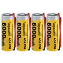 Vapcell T60 21700 rechargeable Li-ion battery 6000mAh 40A high drain pre-wired with leads, 4 pieces, for power tools, flashlights, and DIY battery pack assembly.