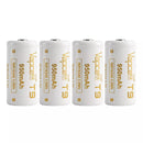 Four-pack Vapcell T9 16340 950mAh 3A button top balanced batteries