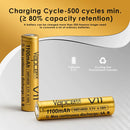 Vapcell V11 14650 battery close-up showing V11 1100mAh 6A