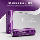 Side profile of Vapcell V30 18650 3000mAh 20A battery showing flat top terminal and gold wrap