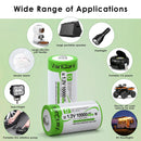 Wide applications of VariCore 1.2V D size 10000mAh NiMH rechargeable button top batteries for gas stove igniters, water heaters, flashlights, and portable radios.