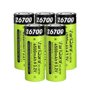 VariCore 26700 3.2V 4500mAh 22.5A LiFePO4 high drain flat top rechargeable battery in bright green wrap