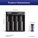 Dimensions of XTAR 16340 Battery and Universal Charger