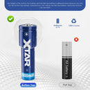XTAR 18650 2600mAh rechargeable Li-ion battery featuring a standard button top positive terminal for secure contact with flashlights and vapes.