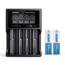 XTAR 18650 button top battery and smart charger complete charging kit