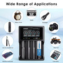 Dimension specifications for XTAR combo package including battery and charger