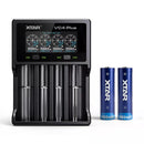 XTAR 21700 5000mAh button top battery and LCD charger modern format combo