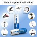 XTAR 21700HP 5000mAh battery compatibility and applications, perfect for flashlights, drones, power tools, vacuum cleaners, and DIY projects.