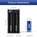 Size comparison of large 26650 battery and 3A fast charger
