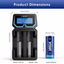 Size comparison of large 26650 battery and LCD charger