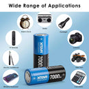 XTAR 26650 7000mAh battery powering an LED torch during night hiking