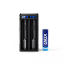 XTAR 3A fast charger and 2600mAh button top 3.7V battery kit for multiple devices