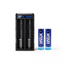 XTAR 3A fast charger and 2600mAh button top 3.7V battery kit for multiple devices