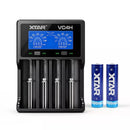XTAR 4-Bay 3A Charger with Two 18650 2600mAh Button Top Batteries Kit