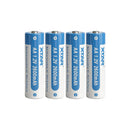 XTAR AA rechargeable battery 4 pack with 1.2V 2600mAh NiMH high capacity, pre-charged and low self-discharge for flashlights and toys.