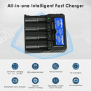 XTAR DRAGON VP4L Plus pro charger featuring 0V activation, automatic shut-off at full charge, smart temperature control and reverse polarity protection.
