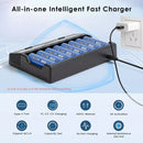 Smart LCD charger protection system for 21700 lithium batteries
