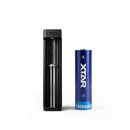 XTAR MC1 single-bay USB-C smart charger with a high-capacity 21700 4900mAh 10A Li-ion battery for high-drain flashlights and vape mods.
